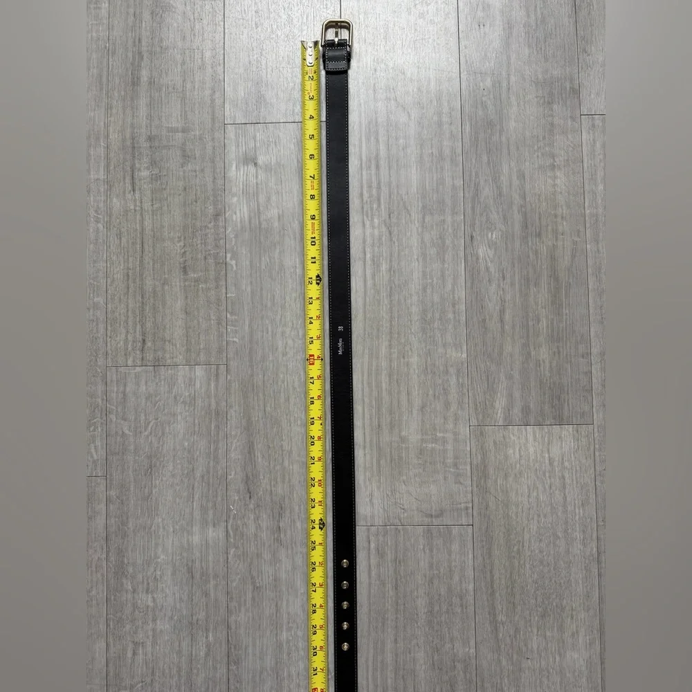 Max Mara Studio Black Vegan Leather Black Belt Gold Hardware Contrast Stitch
